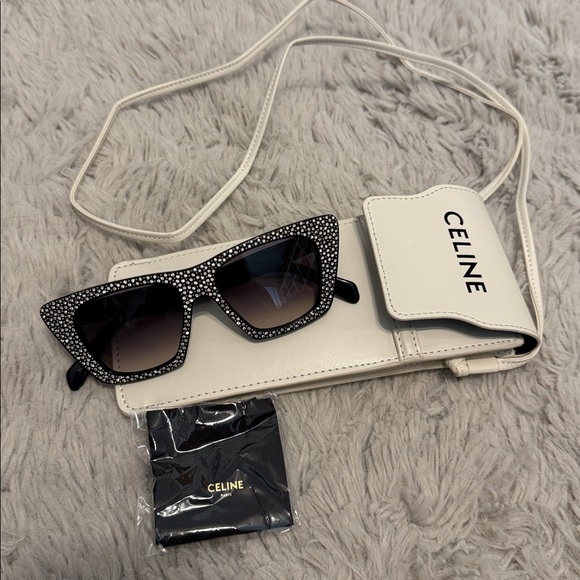 Celine Crystal Embellished Acetate Cat-Eye Sunglasses main image 13